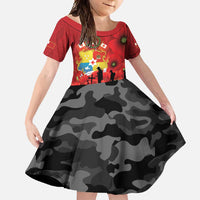 Tonga ANZAC Day Family Matching Short Sleeve Bodycon Dress and Hawaiian Shirt Ngatu Pattern We Will Remember Them