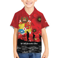 Tonga ANZAC Day Kid Hawaiian Shirt Ngatu Pattern We Will Remember Them