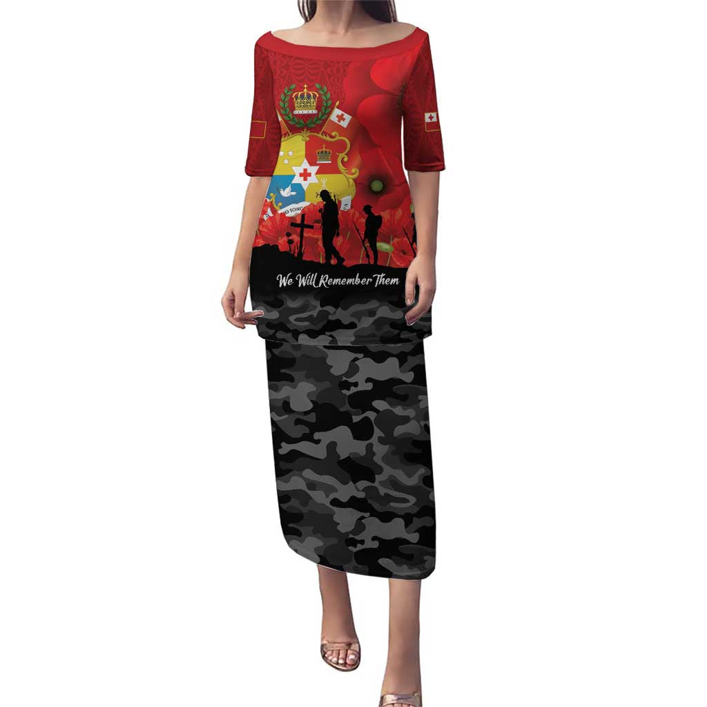 Tonga ANZAC Day Puletasi Ngatu Pattern We Will Remember Them