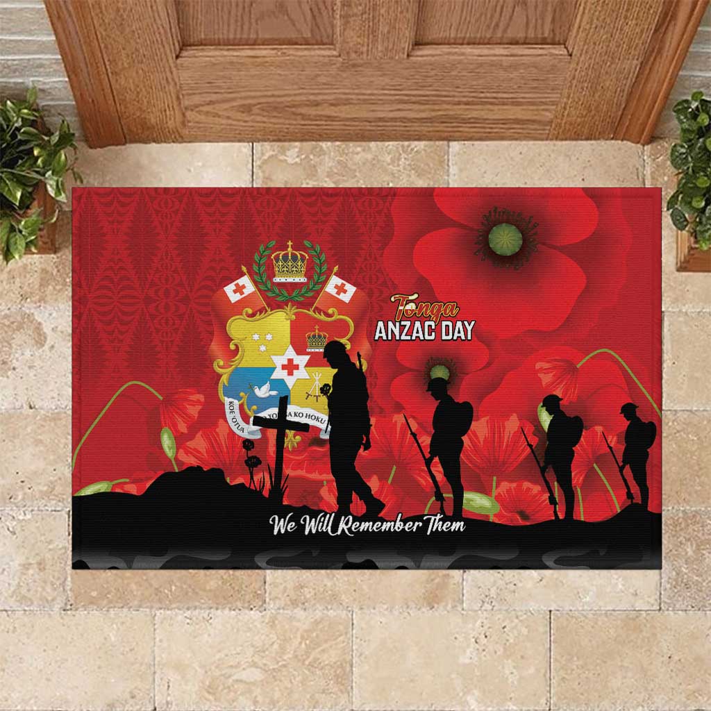 Tonga ANZAC Day Rubber Doormat Ngatu Pattern We Will Remember Them