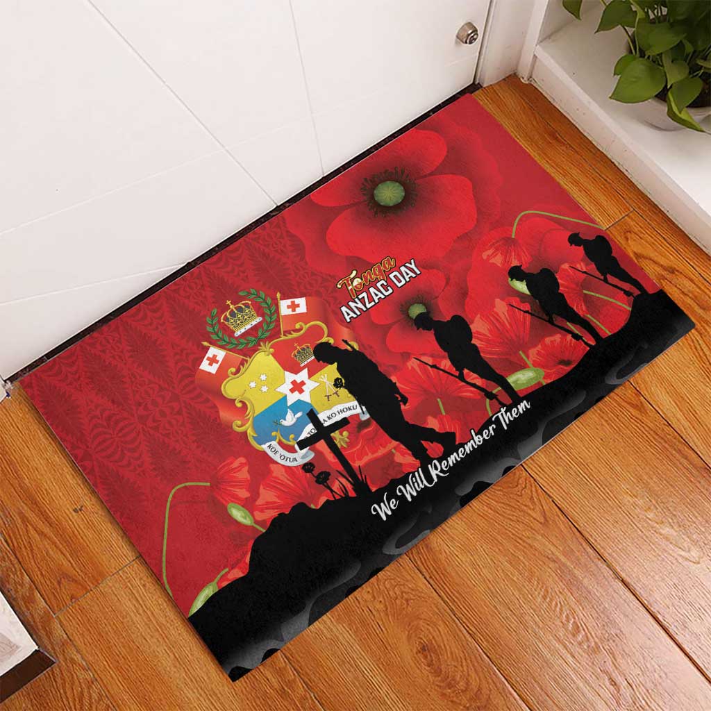 Tonga ANZAC Day Rubber Doormat Ngatu Pattern We Will Remember Them
