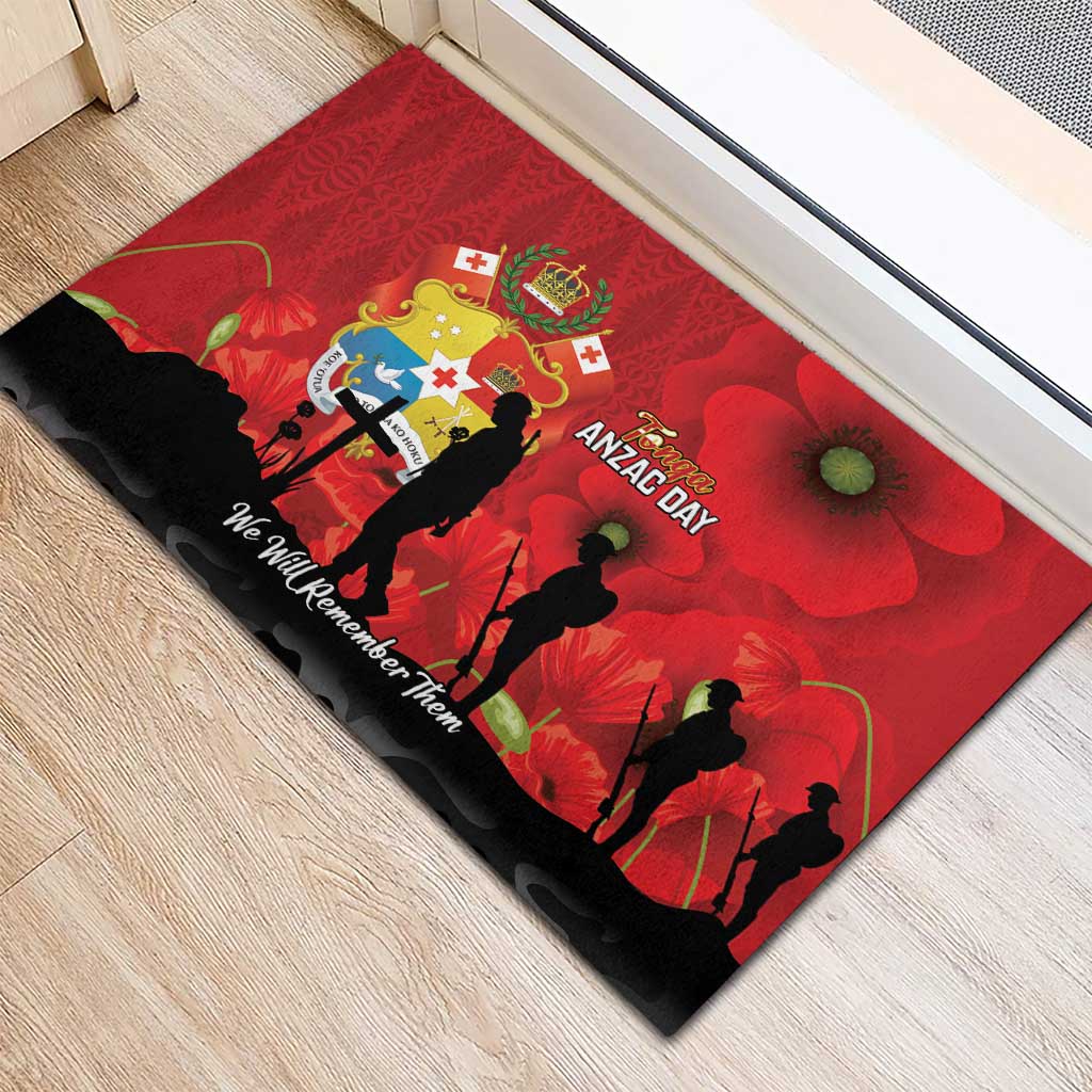 Tonga ANZAC Day Rubber Doormat Ngatu Pattern We Will Remember Them