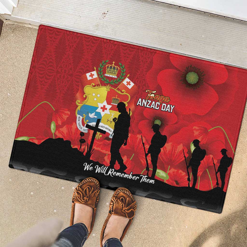 Tonga ANZAC Day Rubber Doormat Ngatu Pattern We Will Remember Them