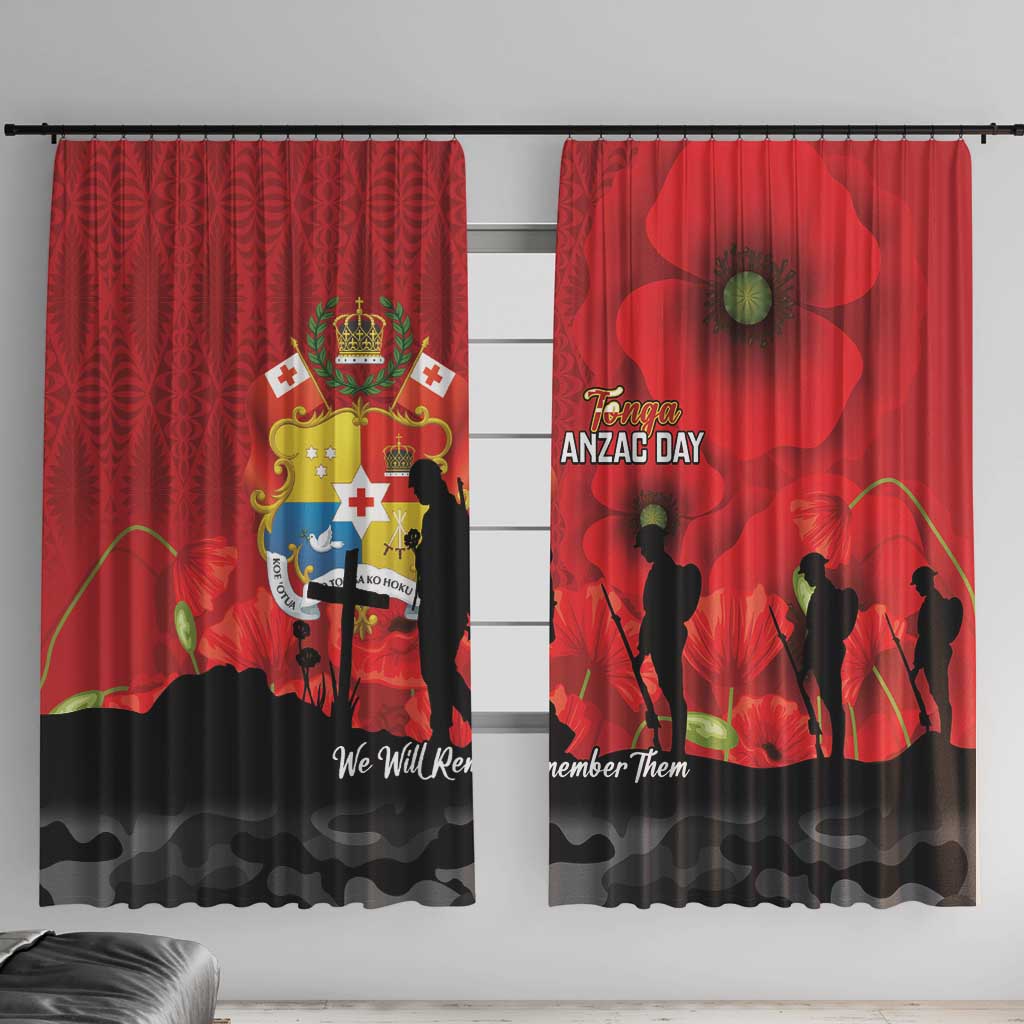 Tonga ANZAC Day Window Curtain Ngatu Pattern We Will Remember Them