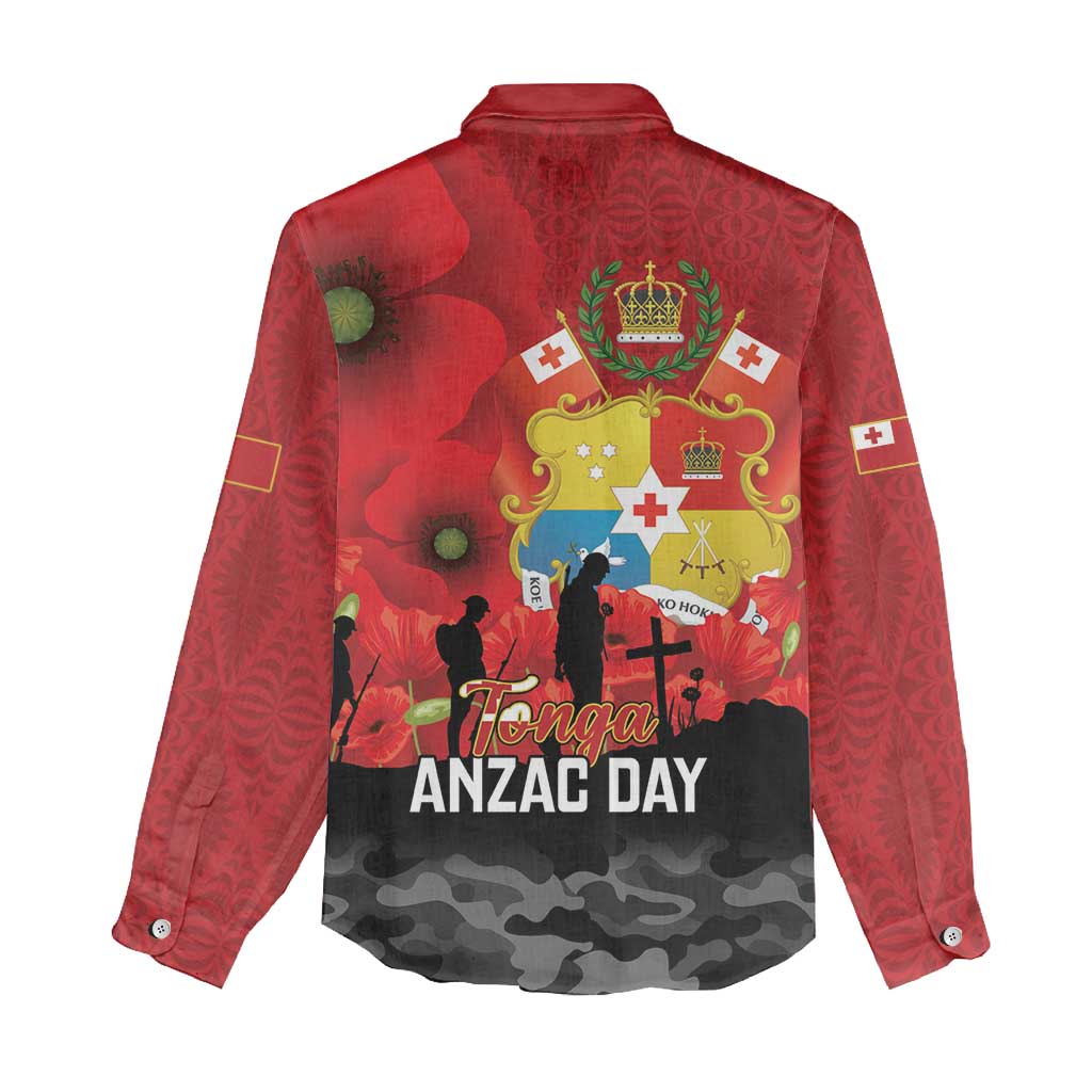 Tonga ANZAC Day Women Casual Shirt Ngatu Pattern We Will Remember Them