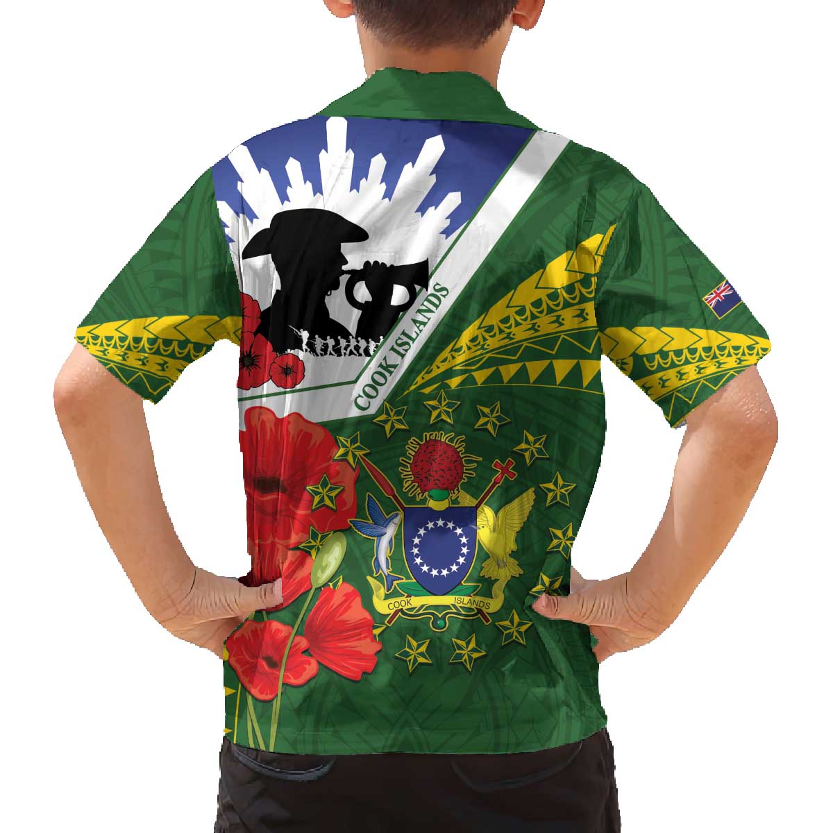 Cook Islands ANZAC Day Family Matching Off The Shoulder Long Sleeve Dress and Hawaiian Shirt Last Post Lest We Forget LT14 - Polynesian Pride