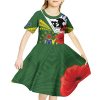 Cook Islands ANZAC Day Kid Short Sleeve Dress Last Post Lest We Forget
