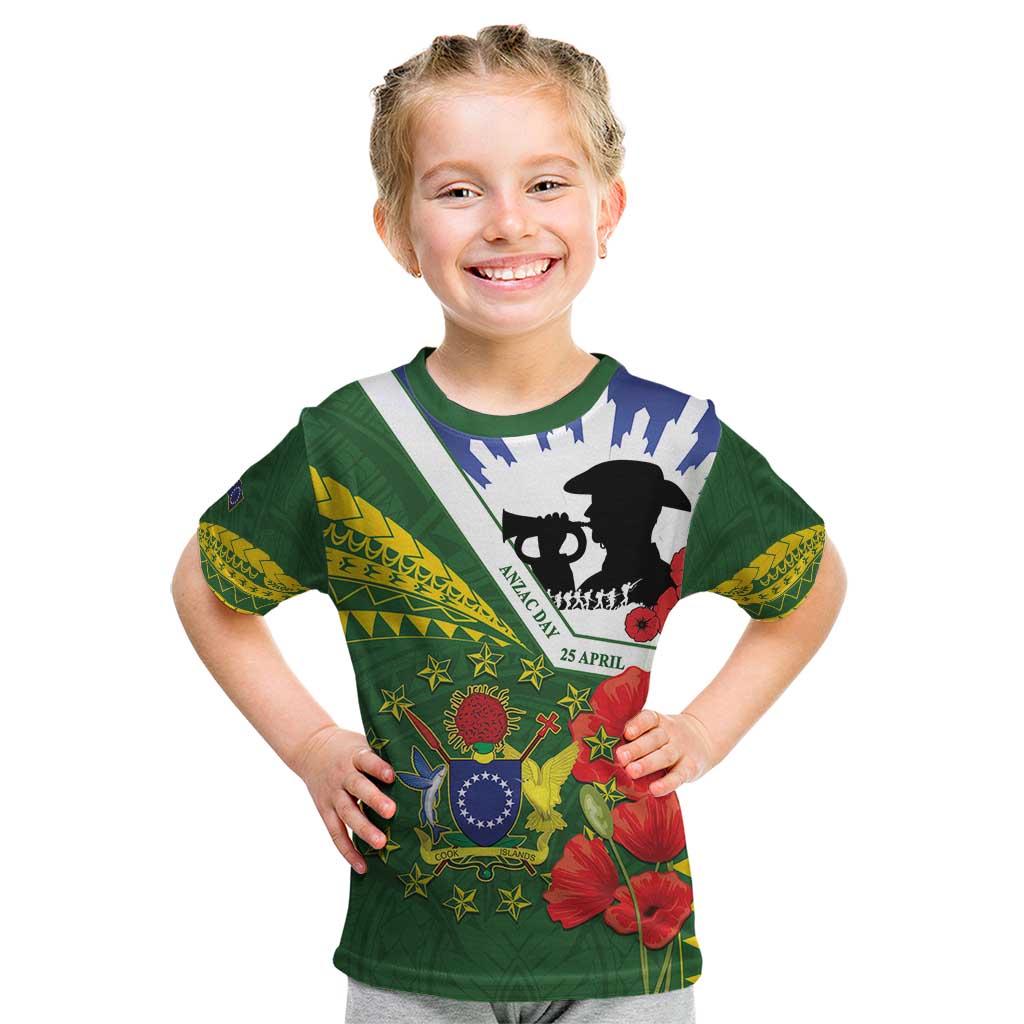 Cook Islands ANZAC Day Kid T Shirt Last Post Lest We Forget
