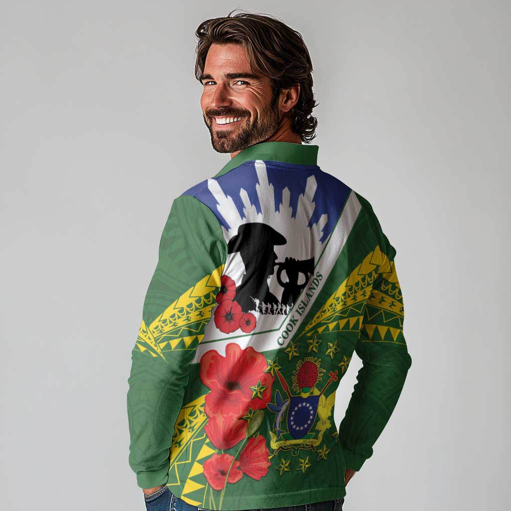 Cook Islands ANZAC Day Long Sleeve Polo Shirt Last Post Lest We Forget