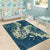Cyan Polynesia Hammerhead Shark Tattoo With Plumeria Lei Area Rug