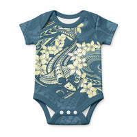 Cyan Polynesia Hammerhead Shark Tattoo With Plumeria Lei Baby Onesie LT14 Cyan - Polynesian Pride