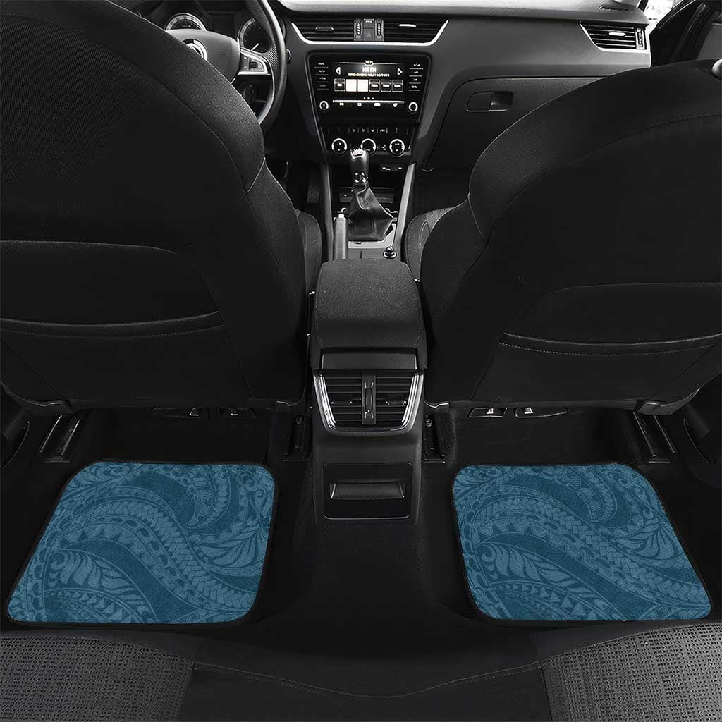 Cyan Polynesia Hammerhead Shark Tattoo With Plumeria Lei Car Mats