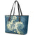 Cyan Polynesia Hammerhead Shark Tattoo With Plumeria Lei Leather Tote Bag