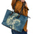 Cyan Polynesia Hammerhead Shark Tattoo With Plumeria Lei Leather Tote Bag