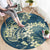 Cyan Polynesia Hammerhead Shark Tattoo With Plumeria Lei Round Carpet