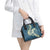 Cyan Polynesia Hammerhead Shark Tattoo With Plumeria Lei Shoulder Handbag