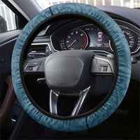 Cyan Polynesia Hammerhead Shark Tattoo With Plumeria Lei Steering Wheel Cover