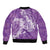 Purple Polynesia Hammerhead Shark Tattoo With Plumeria Lei Bomber Jacket