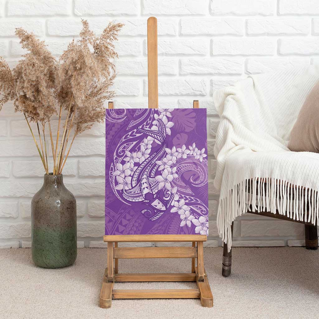 Purple Polynesia Hammerhead Shark Tattoo With Plumeria Lei Canvas Wall Art