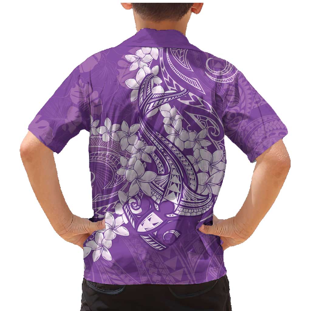 Purple Polynesia Hammerhead Shark Tattoo With Plumeria Lei Family Matching Mermaid Dress and Hawaiian Shirt LT14 - Polynesian Pride