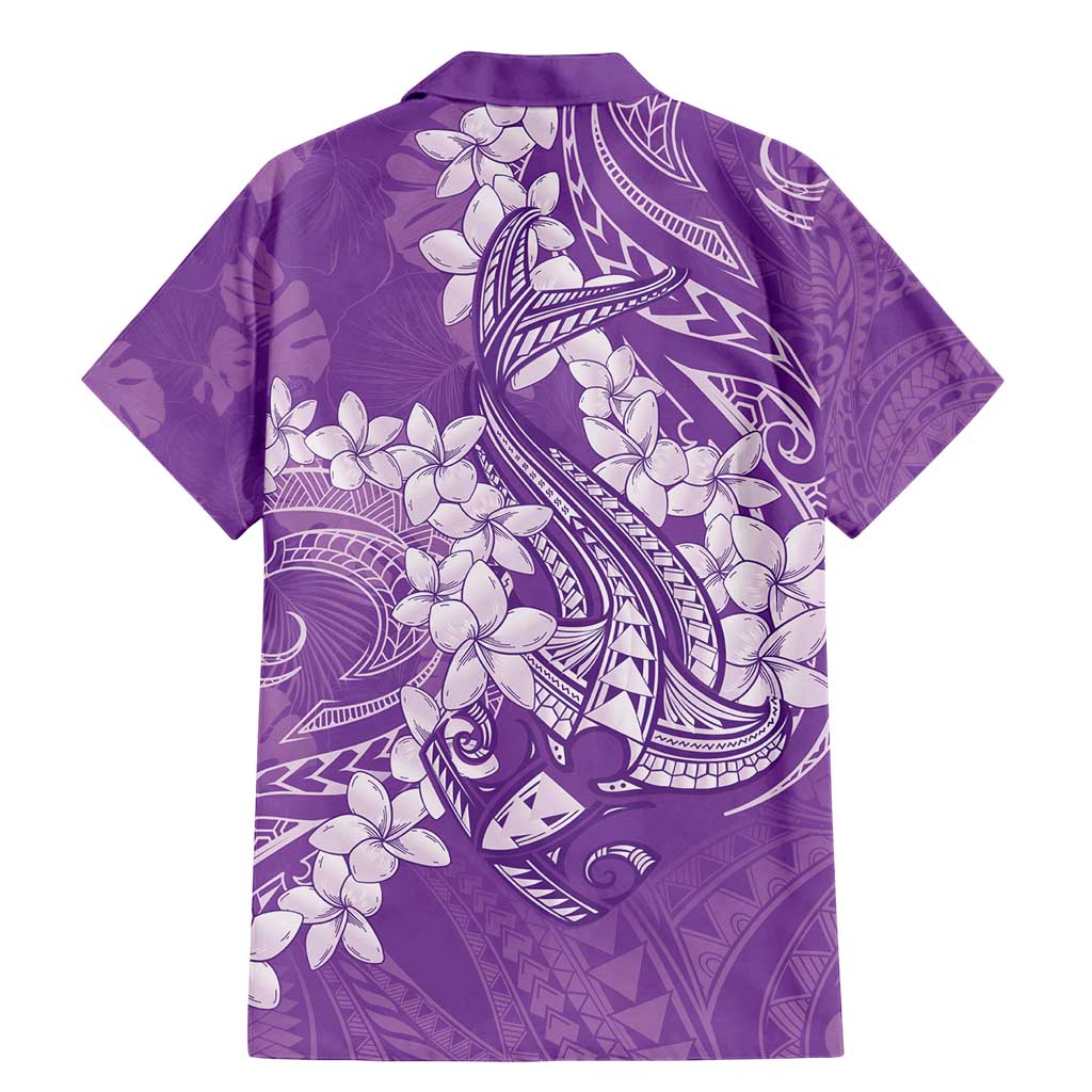 Purple Polynesia Hammerhead Shark Tattoo With Plumeria Lei Family Matching Mermaid Dress and Hawaiian Shirt LT14 - Polynesian Pride