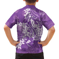 Purple Polynesia Hammerhead Shark Tattoo With Plumeria Lei Family Matching Off Shoulder Maxi Dress and Hawaiian Shirt LT14 - Polynesian Pride