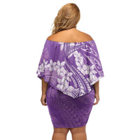 Purple Polynesia Hammerhead Shark Tattoo With Plumeria Lei Family Matching Off Shoulder Short Dress and Hawaiian Shirt LT14 - Polynesian Pride