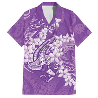 Purple Polynesia Hammerhead Shark Tattoo With Plumeria Lei Family Matching Summer Maxi Dress and Hawaiian Shirt LT14 Dad's Shirt - Short Sleeve Purple - Polynesian Pride