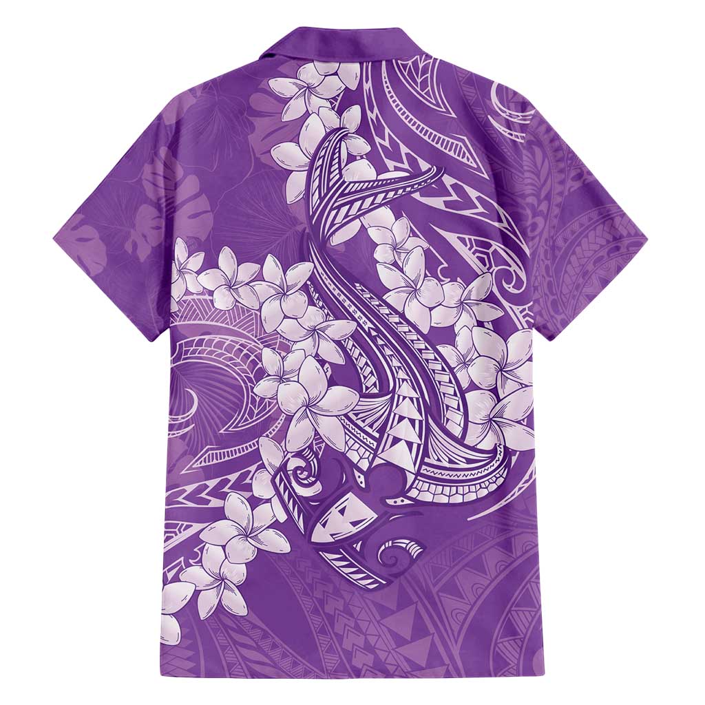 Purple Polynesia Hammerhead Shark Tattoo With Plumeria Lei Family Matching Summer Maxi Dress and Hawaiian Shirt LT14 - Polynesian Pride