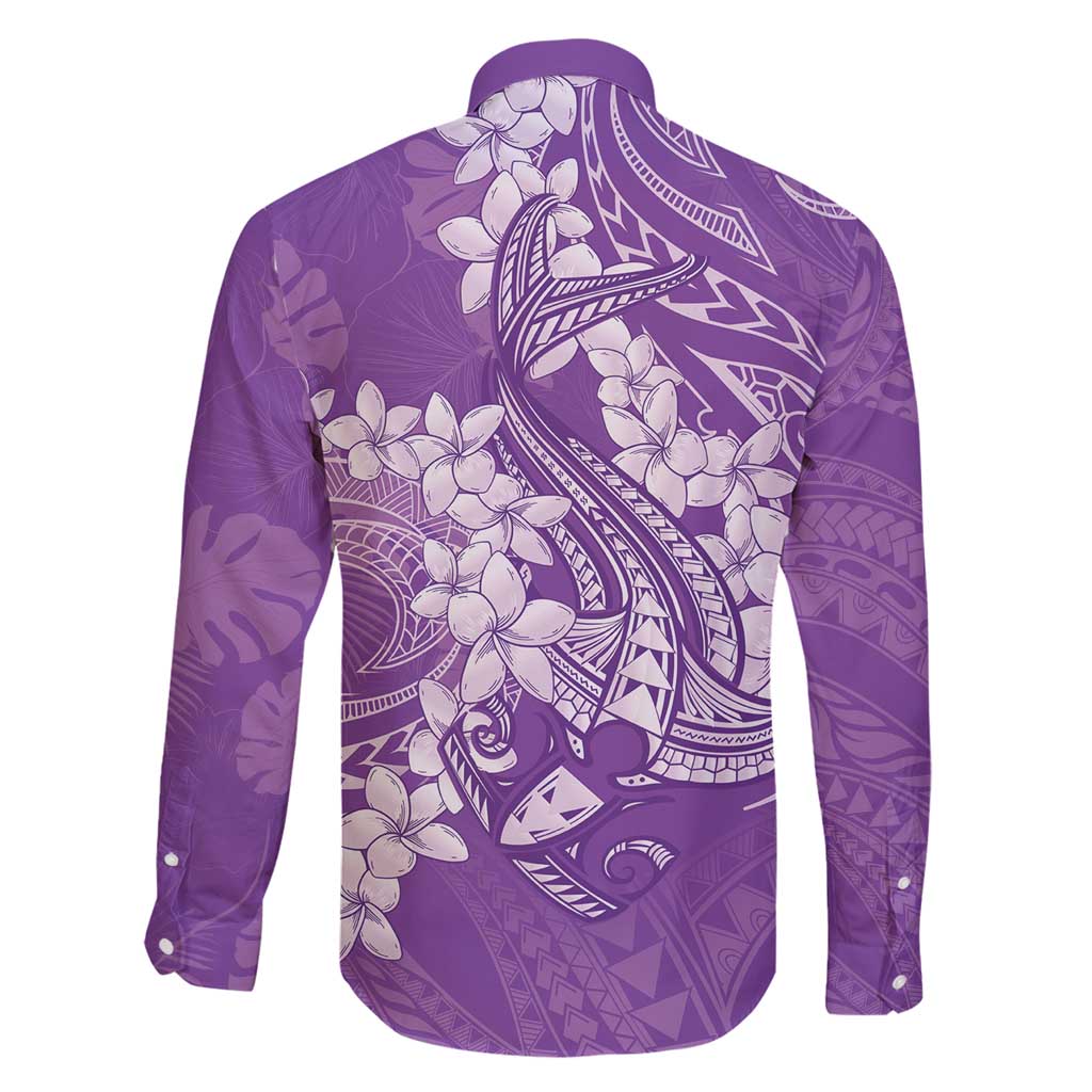Purple Polynesia Hammerhead Shark Tattoo With Plumeria Lei Family Matching Summer Maxi Dress and Hawaiian Shirt LT14 - Polynesian Pride
