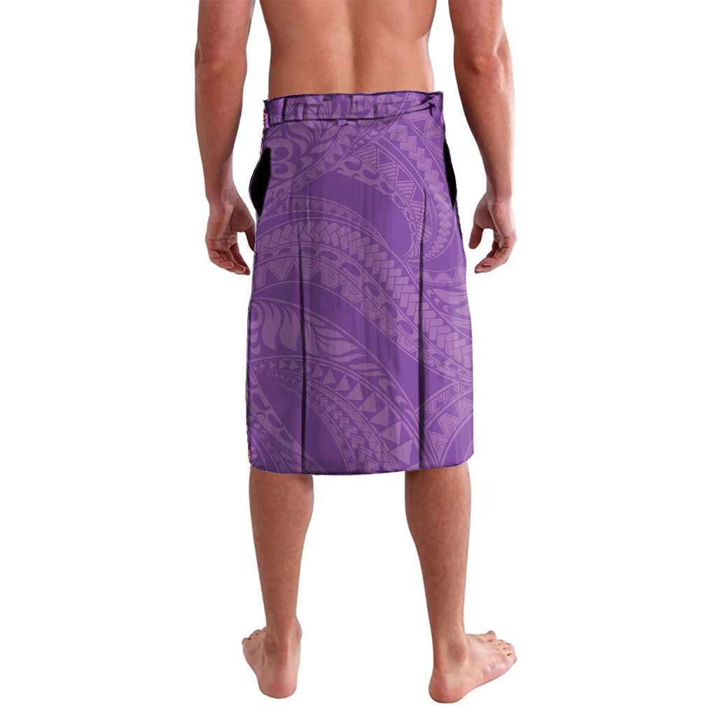 Purple Polynesia Hammerhead Shark Tattoo With Plumeria Lei Lavalava