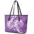 Purple Polynesia Hammerhead Shark Tattoo With Plumeria Lei Leather Tote Bag
