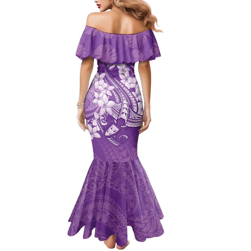 Purple Polynesia Hammerhead Shark Tattoo With Plumeria Lei Mermaid Dress