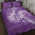 Purple Polynesia Hammerhead Shark Tattoo With Plumeria Lei Quilt Bed Set