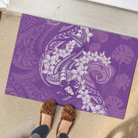 Purple Polynesia Hammerhead Shark Tattoo With Plumeria Lei Rubber Doormat