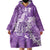 Purple Polynesia Hammerhead Shark Tattoo With Plumeria Lei Wearable Blanket Hoodie