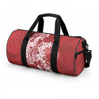 Red Polynesia Hammerhead Shark Tattoo With Plumeria Lei Duffle Bag LT14 - Polynesian Pride
