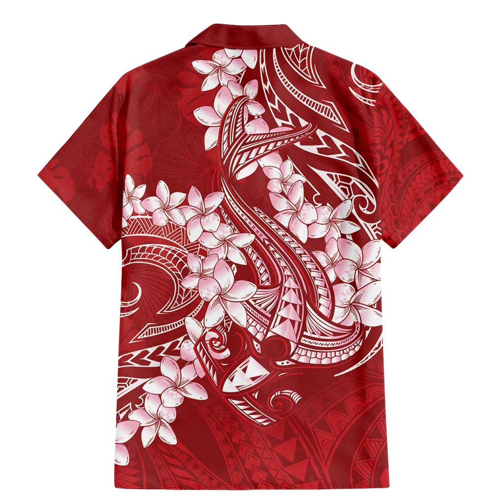 Red Polynesia Hammerhead Shark Tattoo With Plumeria Lei Family Matching Mermaid Dress and Hawaiian Shirt LT14 - Polynesian Pride
