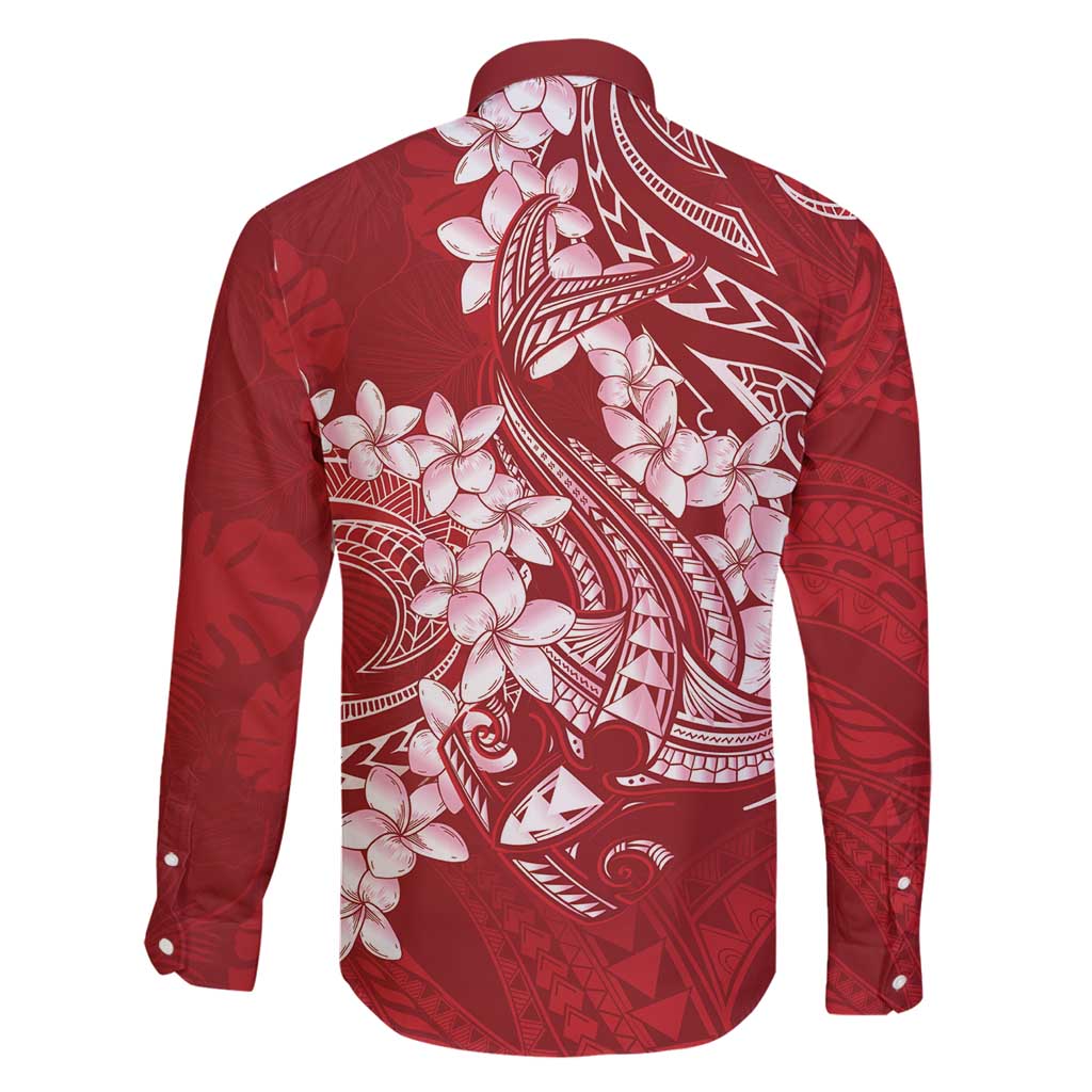 Red Polynesia Hammerhead Shark Tattoo With Plumeria Lei Family Matching Mermaid Dress and Hawaiian Shirt LT14 - Polynesian Pride