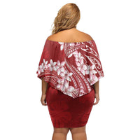 Red Polynesia Hammerhead Shark Tattoo With Plumeria Lei Family Matching Off Shoulder Short Dress and Hawaiian Shirt LT14 - Polynesian Pride