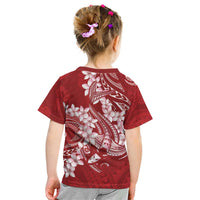 Red Polynesia Hammerhead Shark Tattoo With Plumeria Lei Kid T Shirt