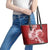 Red Polynesia Hammerhead Shark Tattoo With Plumeria Lei Leather Tote Bag