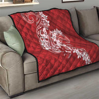 Red Polynesia Hammerhead Shark Tattoo With Plumeria Lei Quilt LT14 - Polynesian Pride