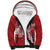Red Polynesia Hammerhead Shark Tattoo With Plumeria Lei Sherpa Hoodie