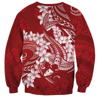 Red Polynesia Hammerhead Shark Tattoo With Plumeria Lei Sweatshirt