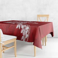 Red Polynesia Hammerhead Shark Tattoo With Plumeria Lei Tablecloth