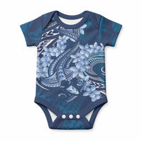 Navy Blue Polynesia Hammerhead Shark Tattoo With Plumeria Lei Baby Onesie LT14 Navy Blue - Polynesian Pride