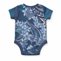 Navy Blue Polynesia Hammerhead Shark Tattoo With Plumeria Lei Baby Onesie LT14 - Polynesian Pride