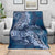 Navy Blue Polynesia Hammerhead Shark Tattoo With Plumeria Lei Blanket