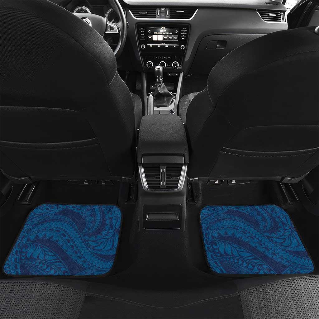 Navy Blue Polynesia Hammerhead Shark Tattoo With Plumeria Lei Car Mats